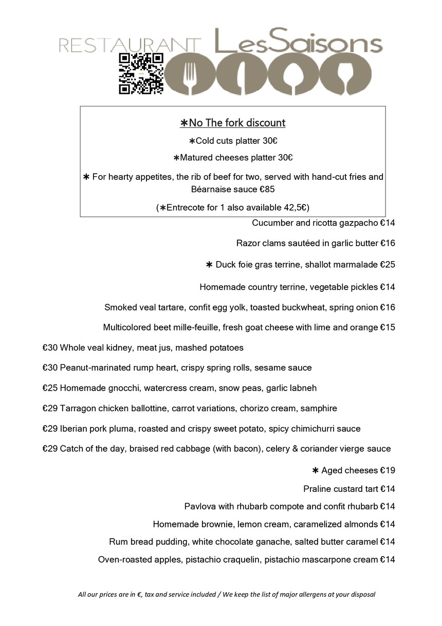 Saisons menu 3