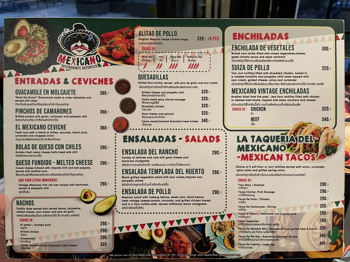 Mexicano menu 1