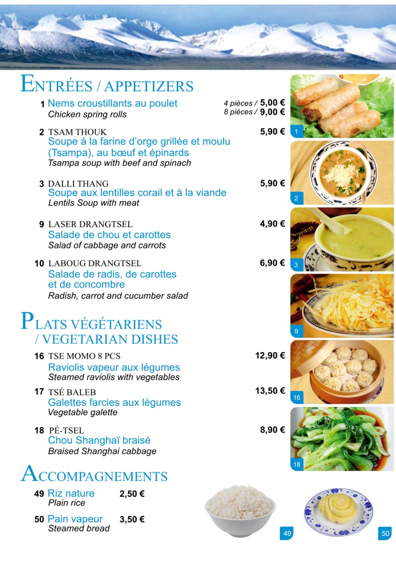 Kokonor Restaurant Tibétain menu 3