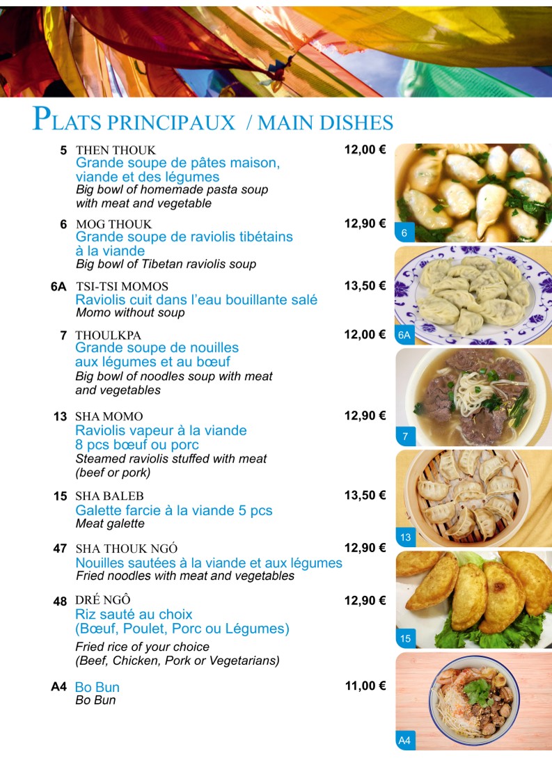 Kokonor Restaurant Tibétain menu 4