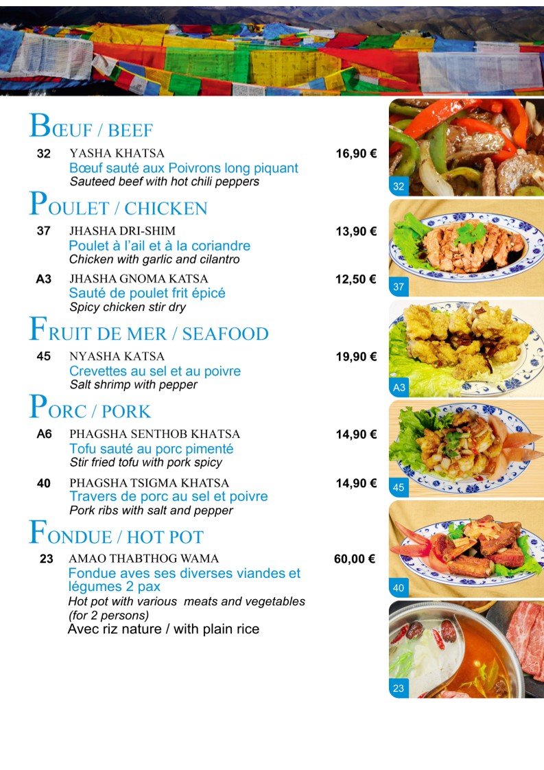 Kokonor Restaurant Tibétain menu 5