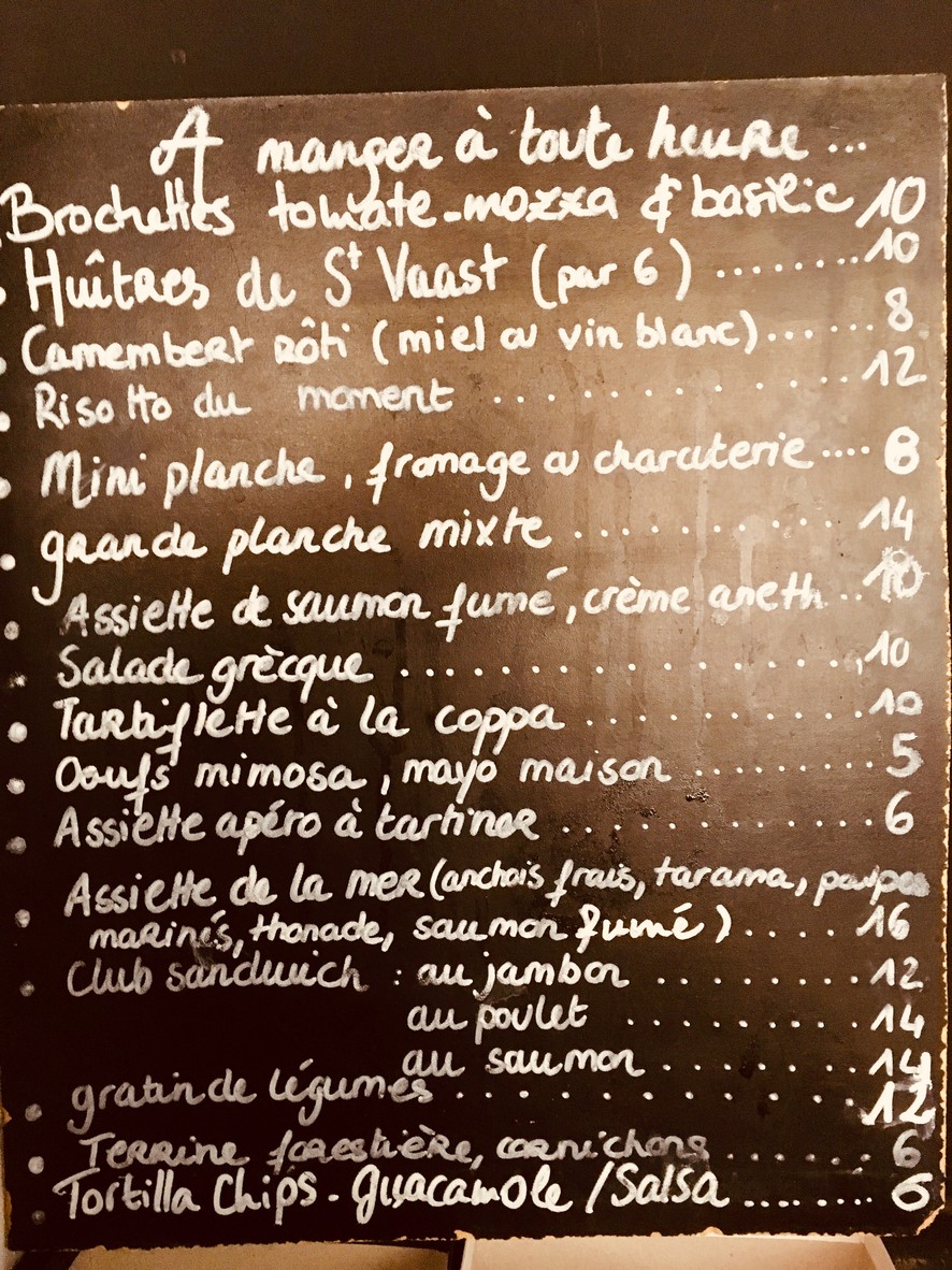 L'Atelier Montmartre menu 1