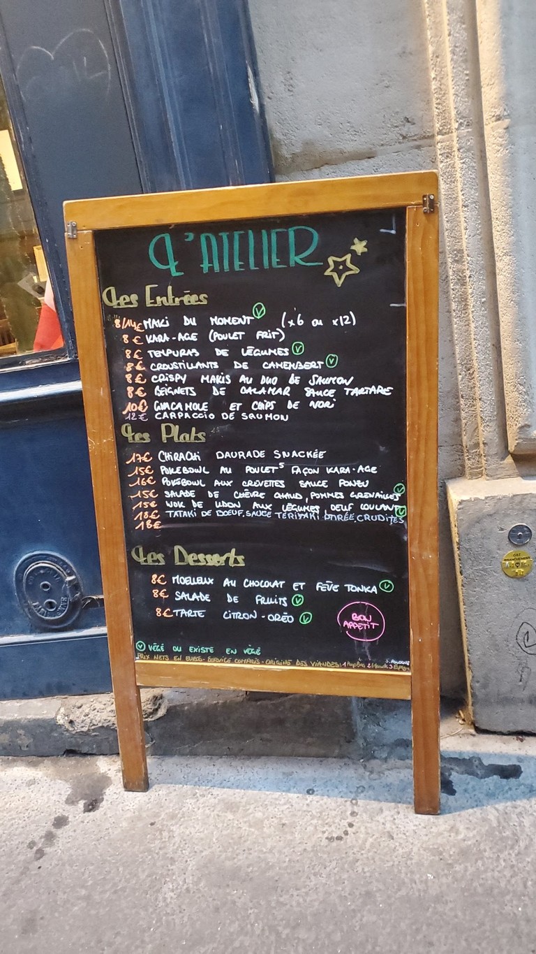 L'Atelier Montmartre menu 2