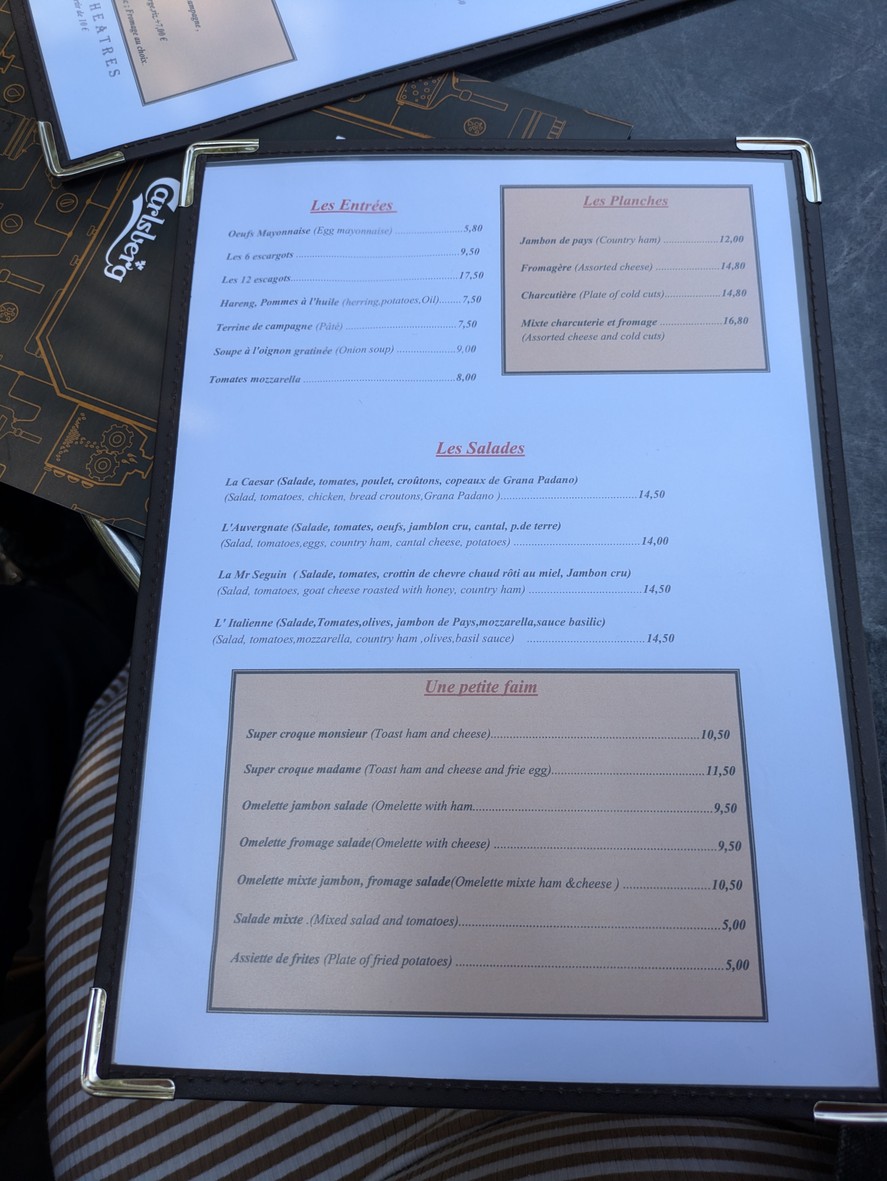 Brasserie Les Deux Théâtres menu 1
