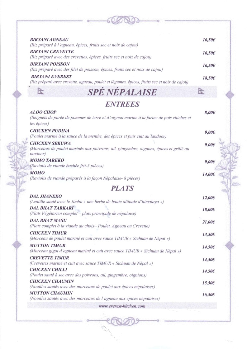 Everest Kitchen menu 5