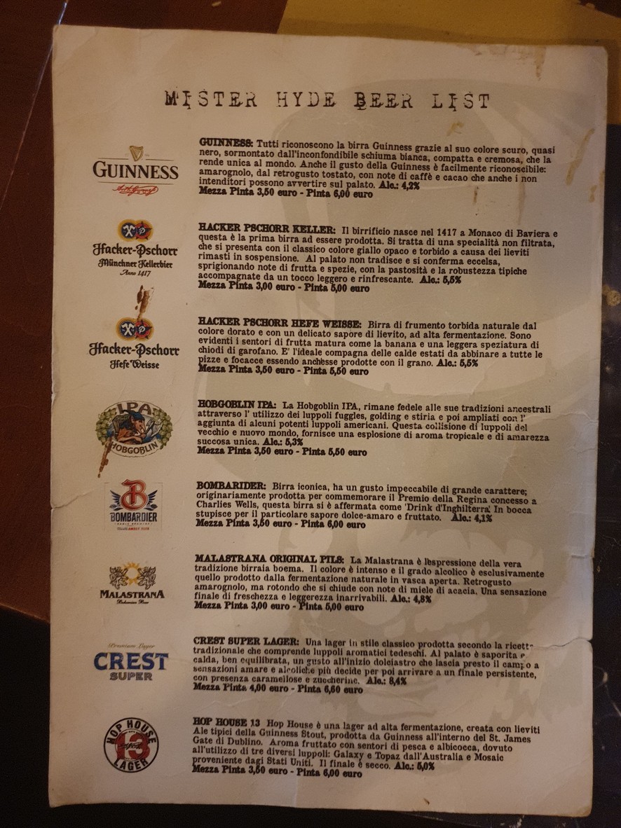 Mister Hyde Pub menu 2