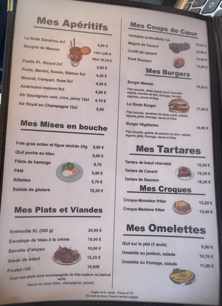 Chez maman menu 2