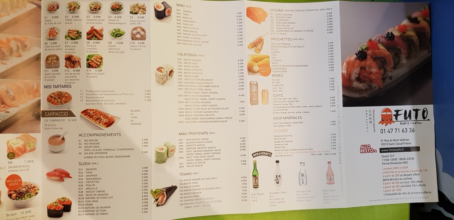 Futo Sushi menu 3