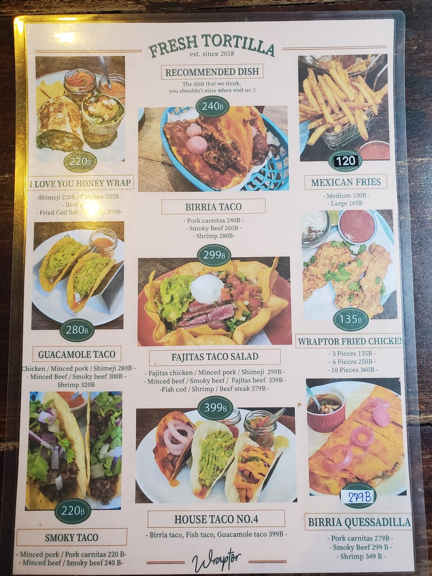 Wraptor cafe ( Wraptor 2 ) menu 2