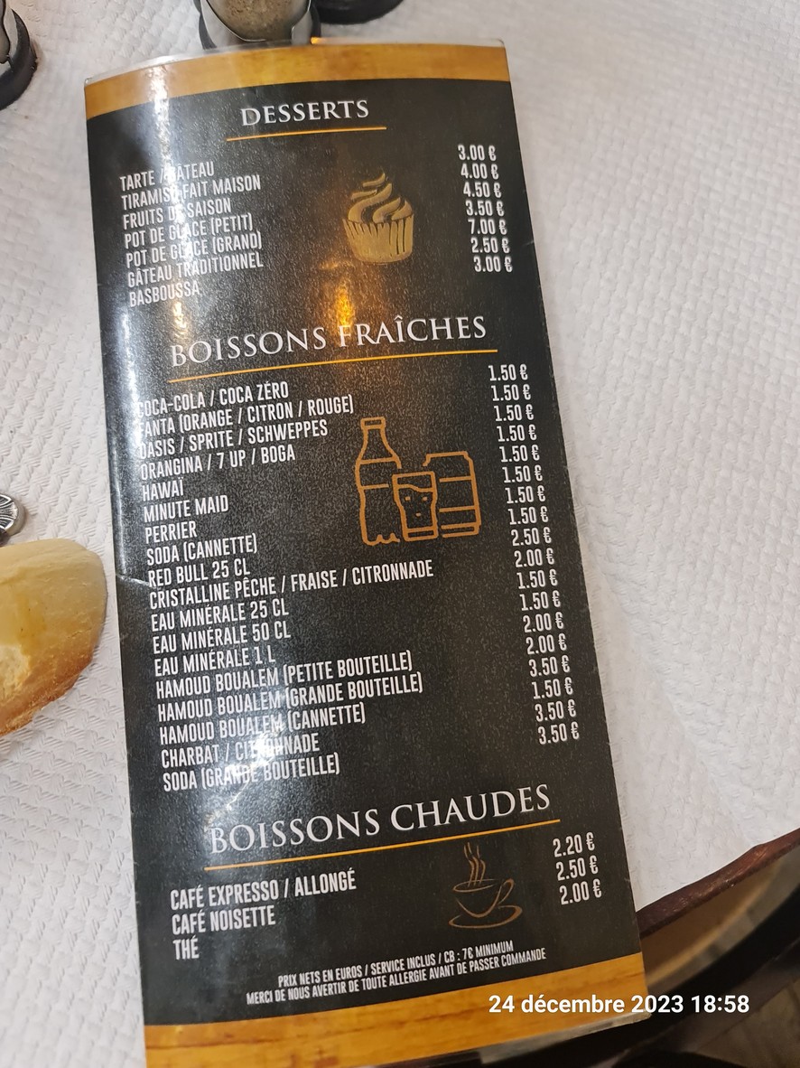 Le Rocher menu 4