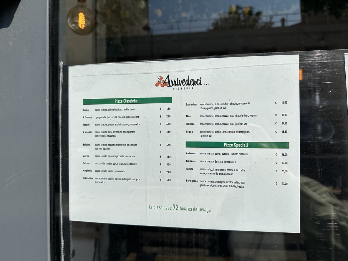 Arrivederci pizzeria menu 2