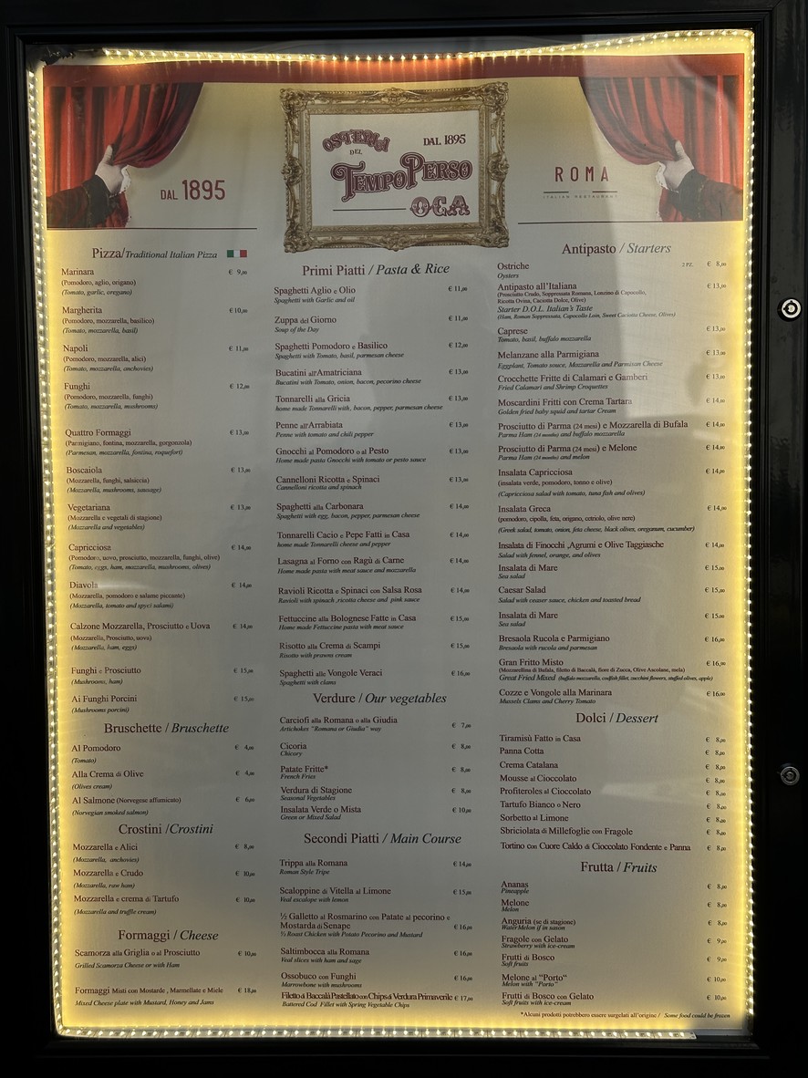 Osteria del Tempo Perso Oca menu 1