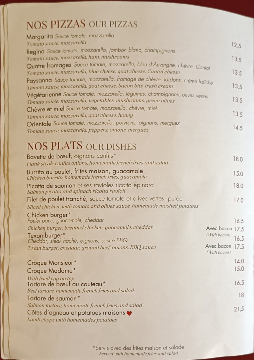 Bistro Le Palace menu 2