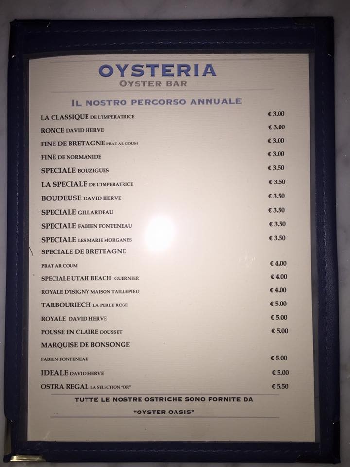 Oysteria menu 1