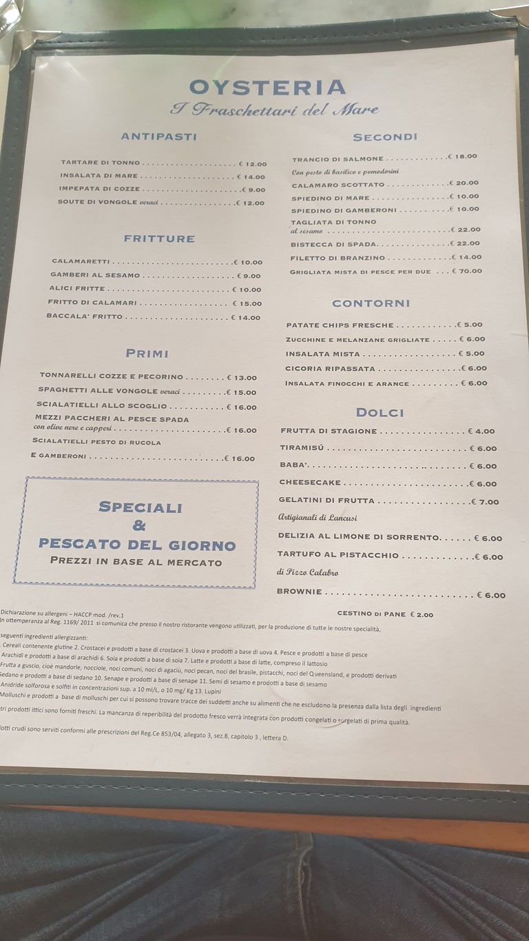 Oysteria menu 3