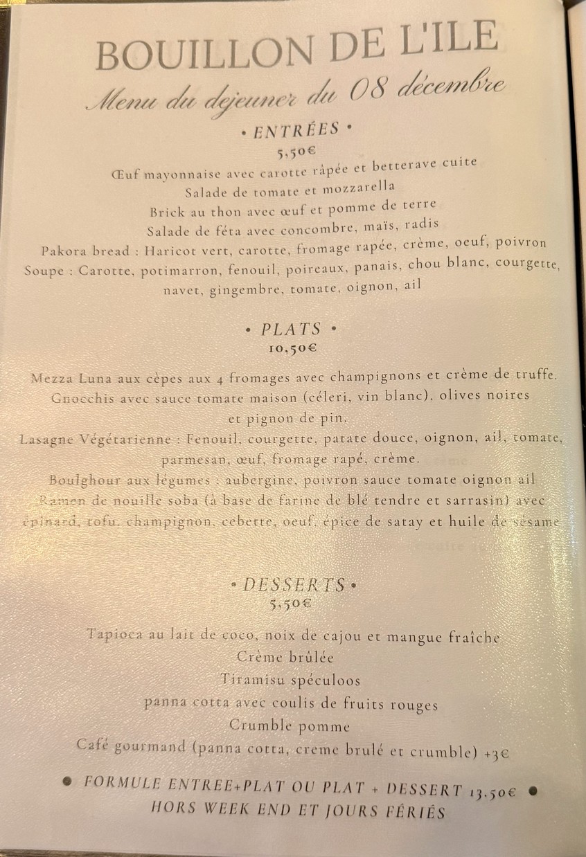 BOUILLON DE L'ILE menu 1