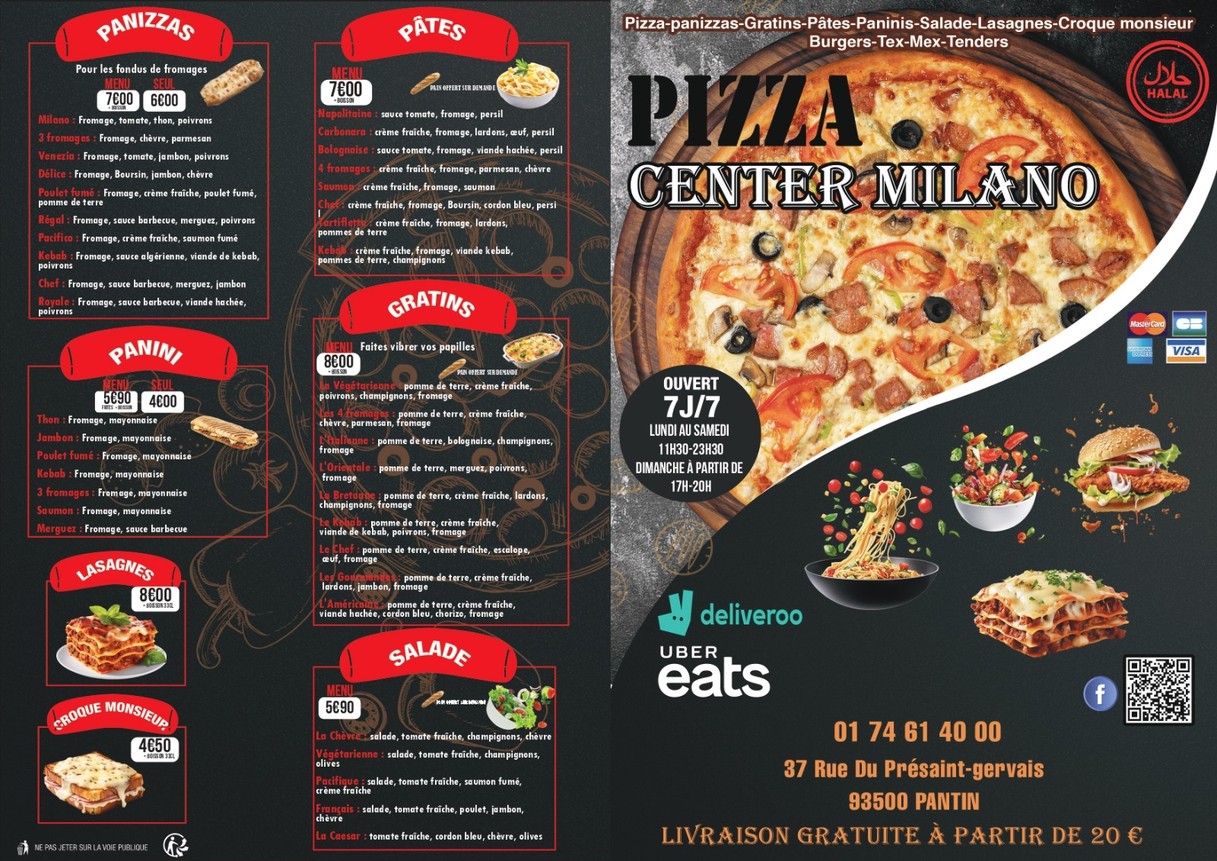 Pizza Center Milano Pantin menu 1