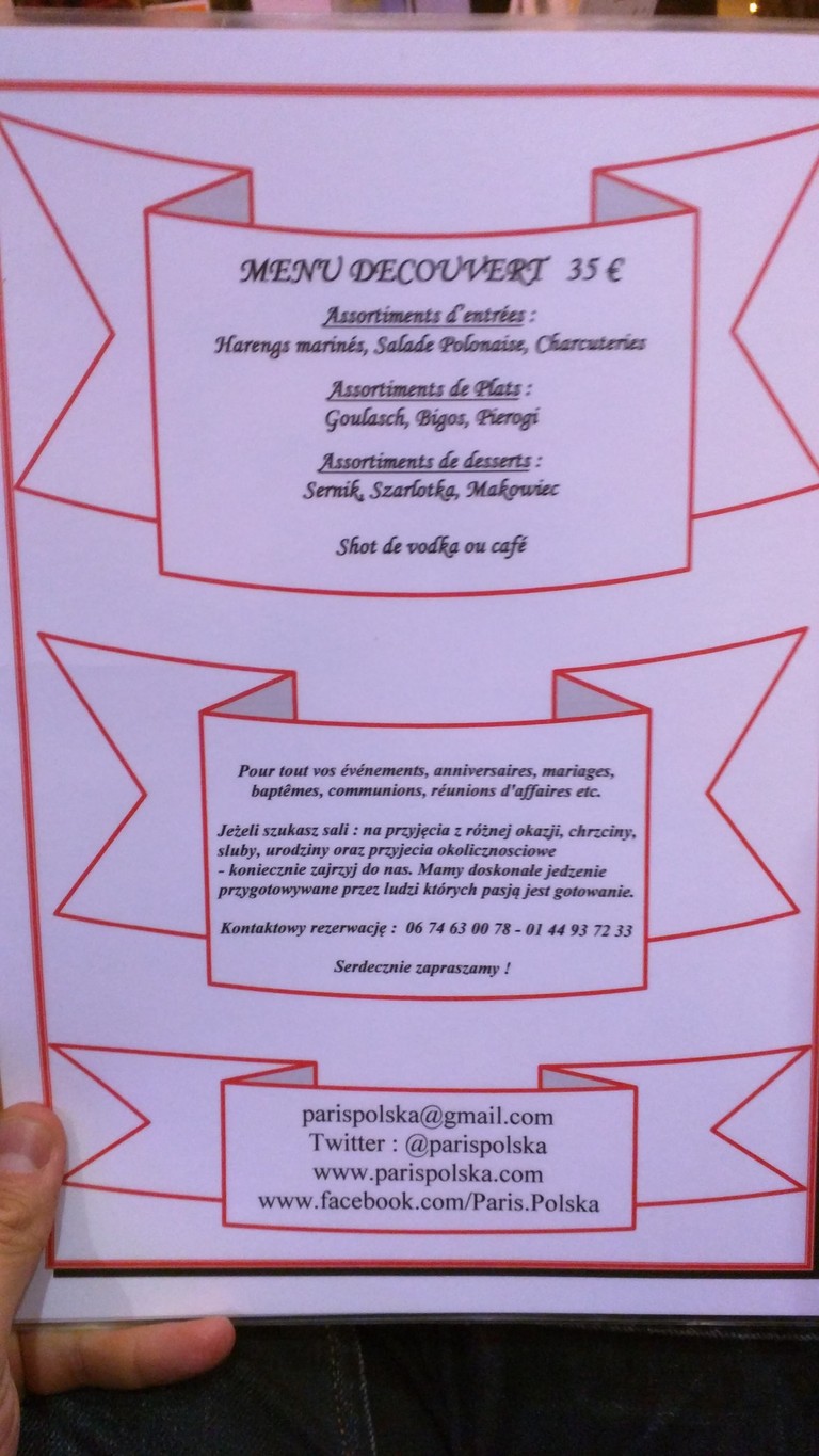 PARIS POLSKA menu 1