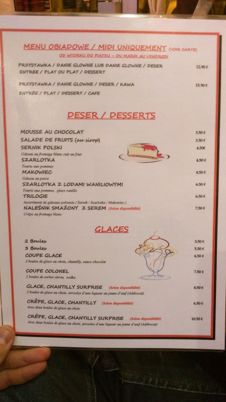 PARIS POLSKA menu 3