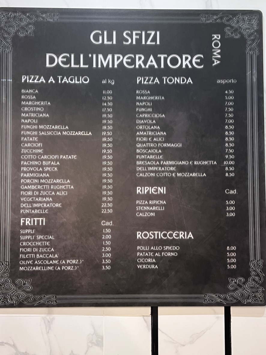 Gli Sfizi Dell'imperatore menu 1