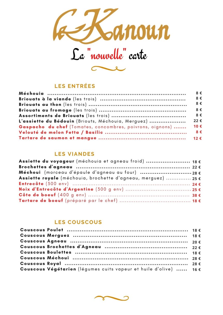 Le Kanoun menu 1