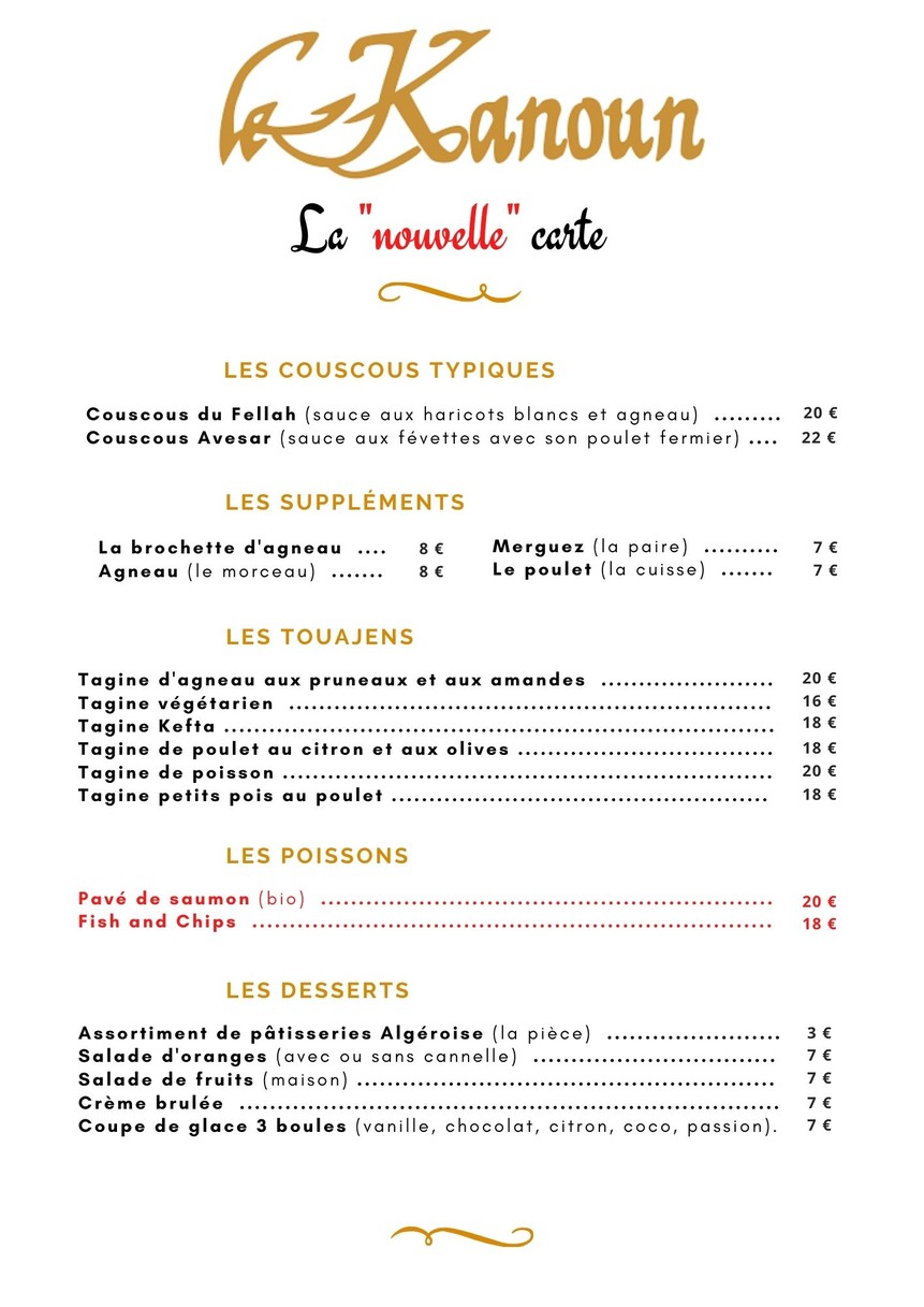Le Kanoun menu 2