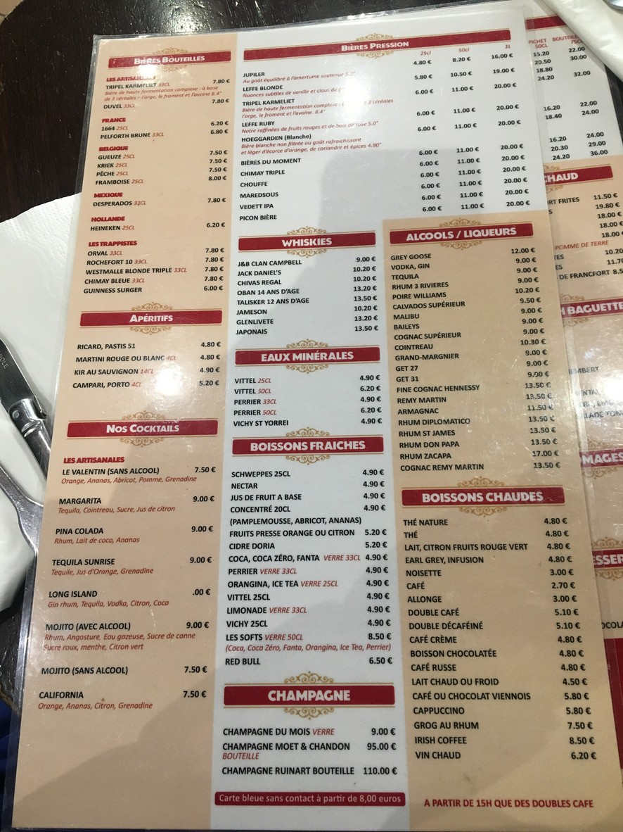 Belgium Rendezvous menu 2