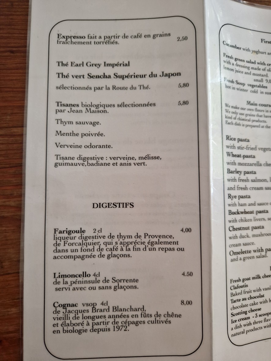 Le Jardin des Pâtes menu 2