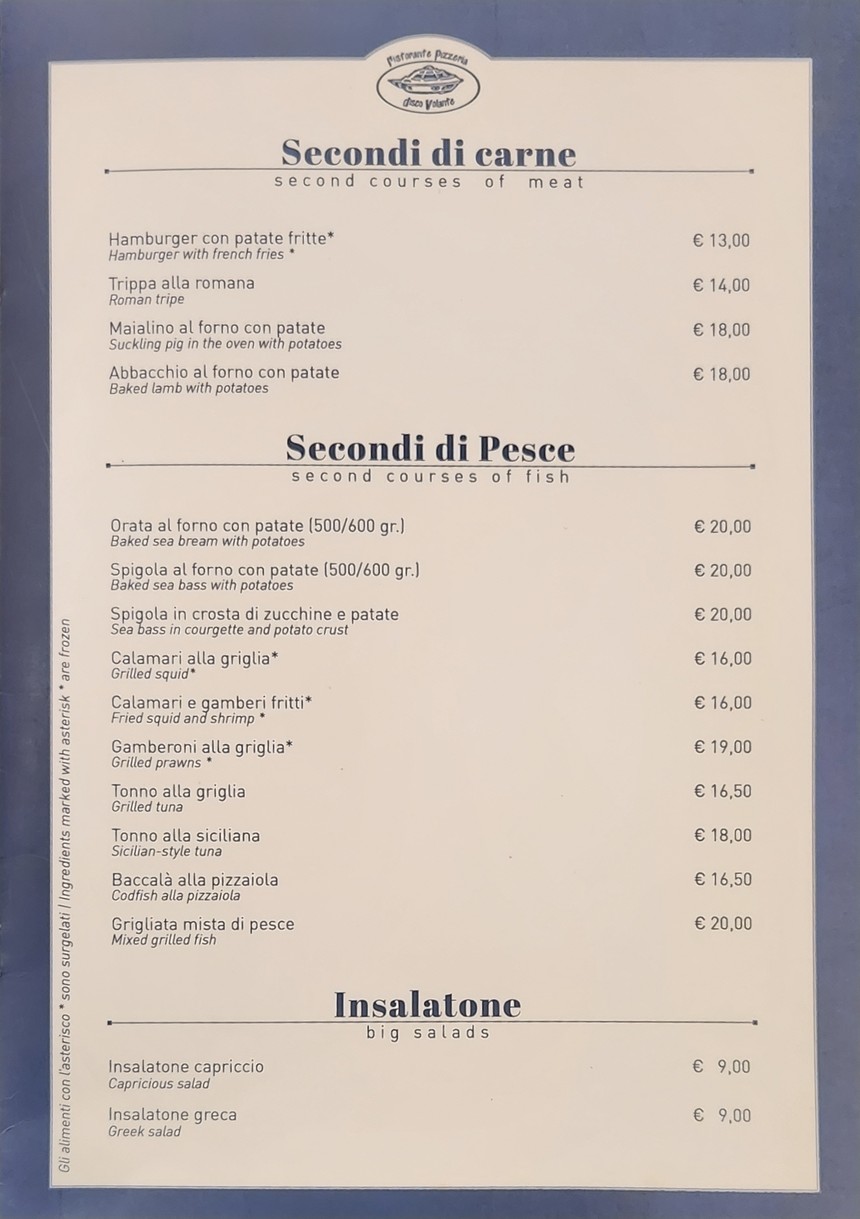 Disco Volante menu 3
