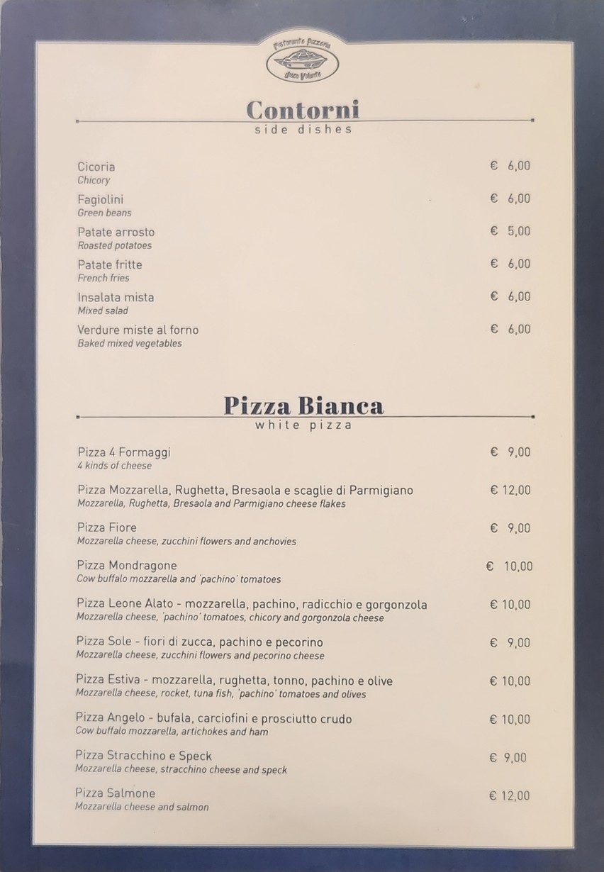 Disco Volante menu 4
