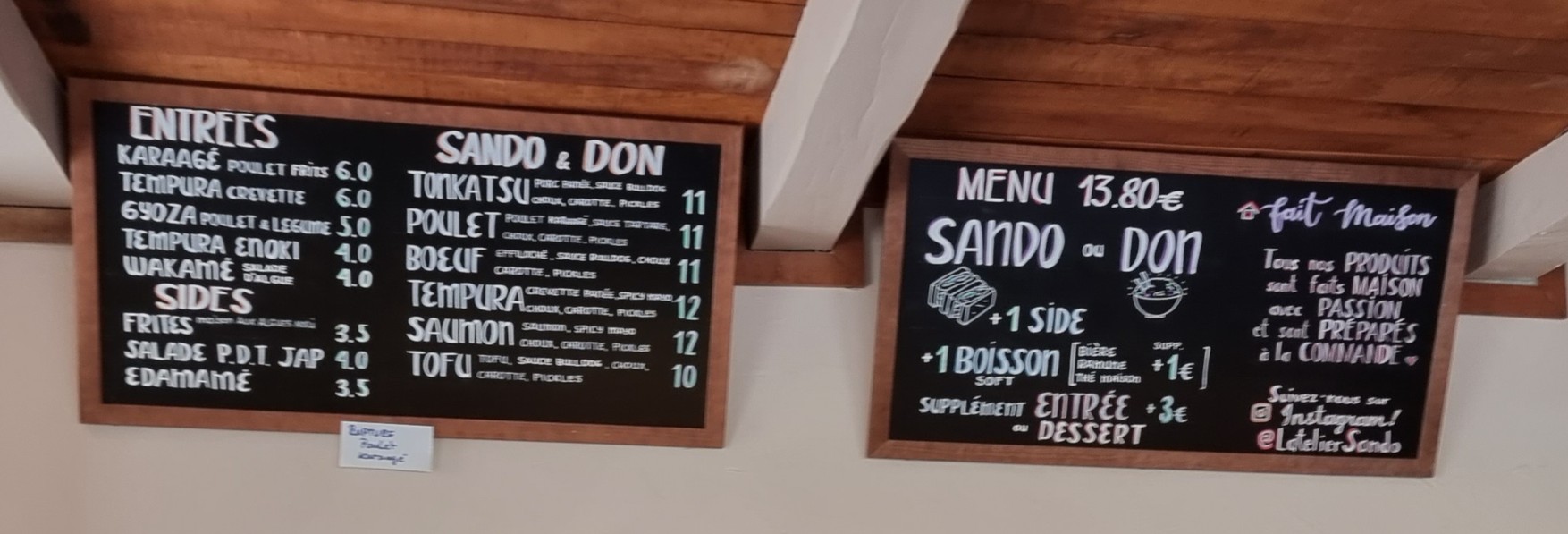 L'Atelier Sando menu 1