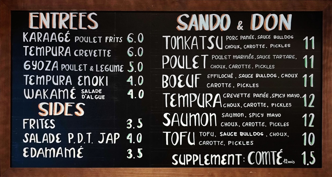 L'Atelier Sando menu 2