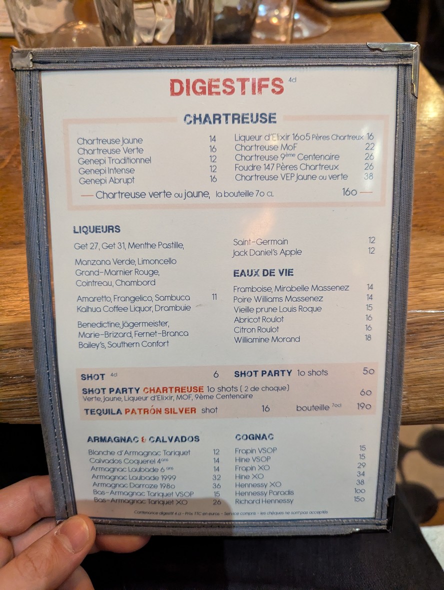 Huguette, Bistro de la mer menu 6