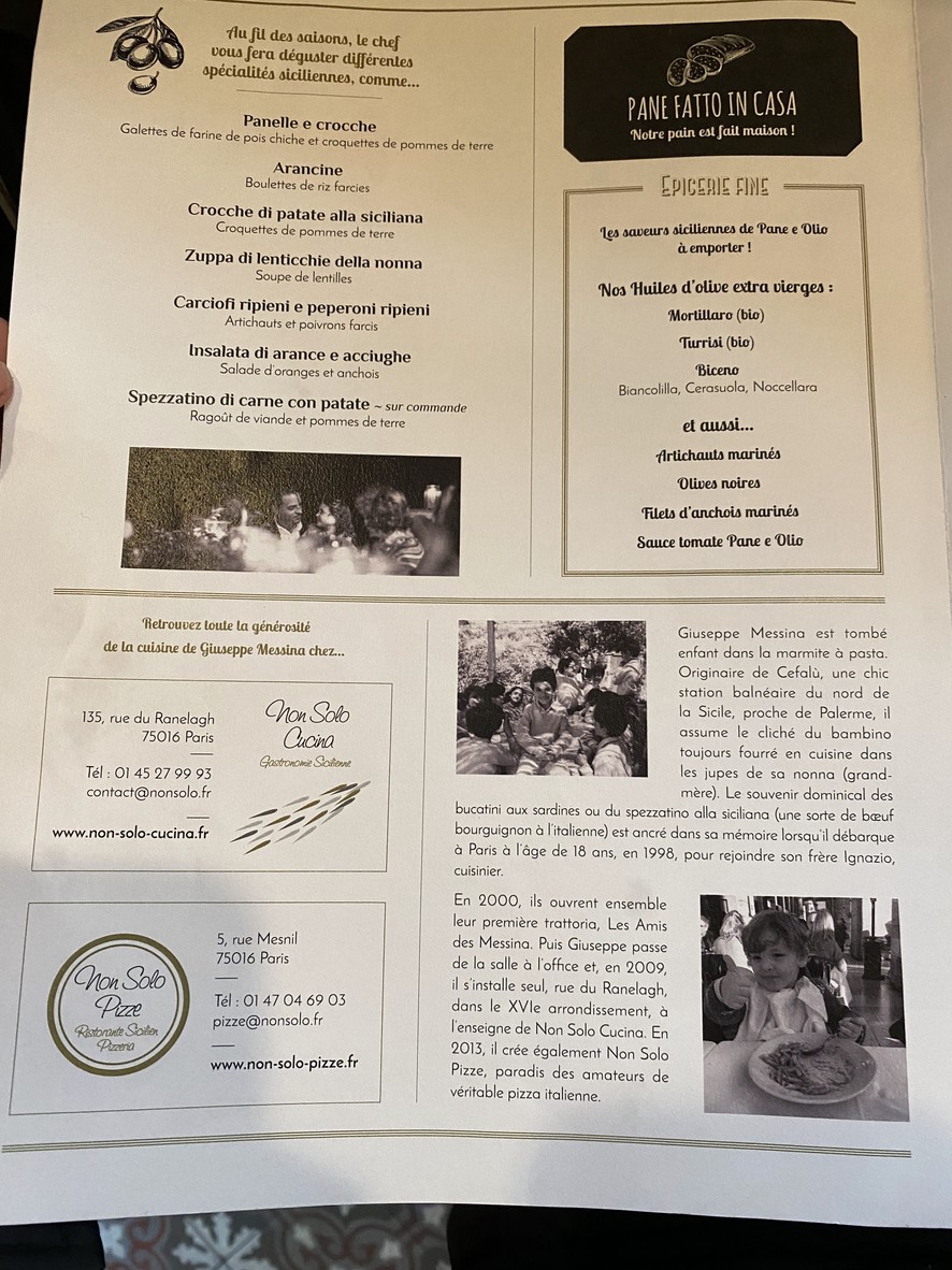Pane e Olio Taverna menu 1