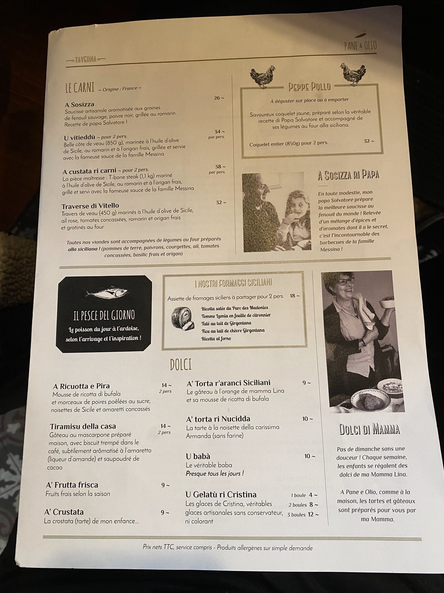 Pane e Olio Taverna menu 4