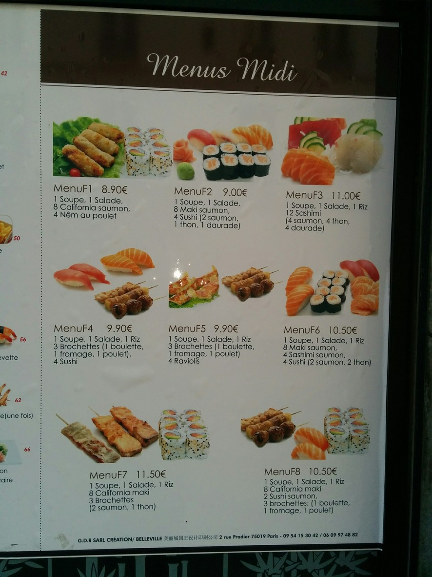 Muki Sushi menu 2