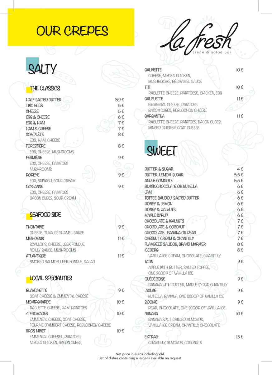 La Fresh menu 1