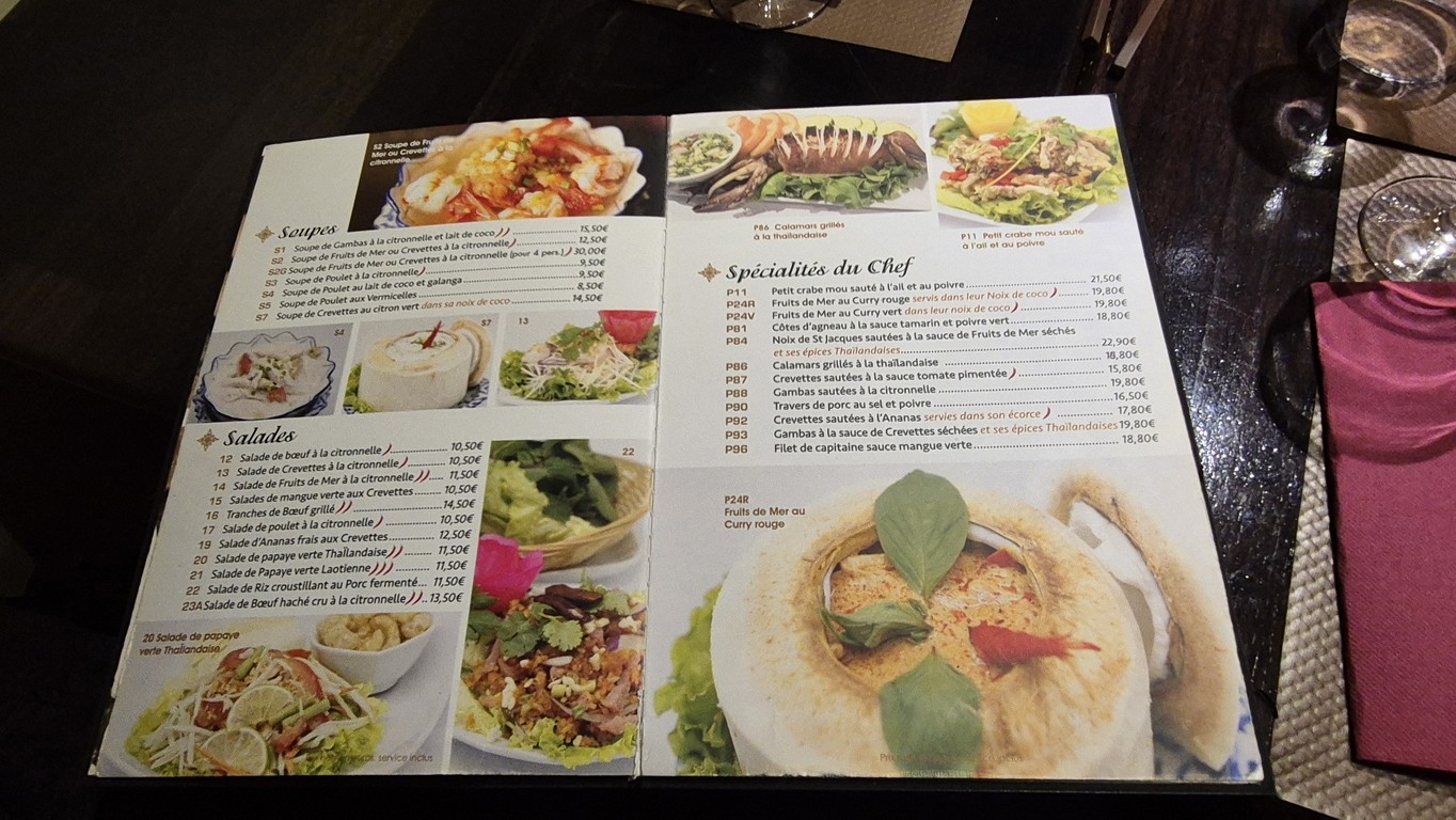 Paradis Thaï menu 2