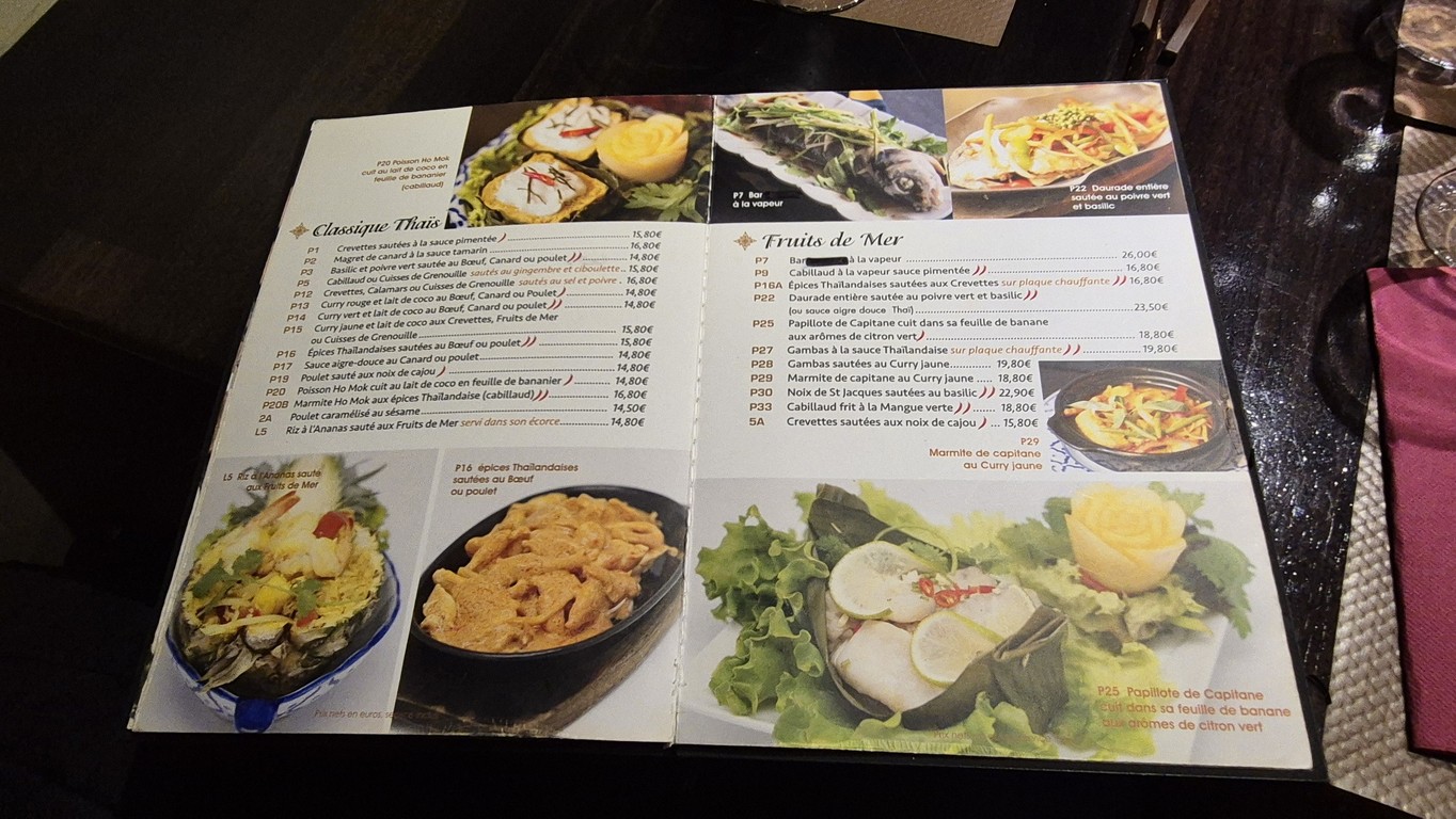 Paradis Thaï menu 3