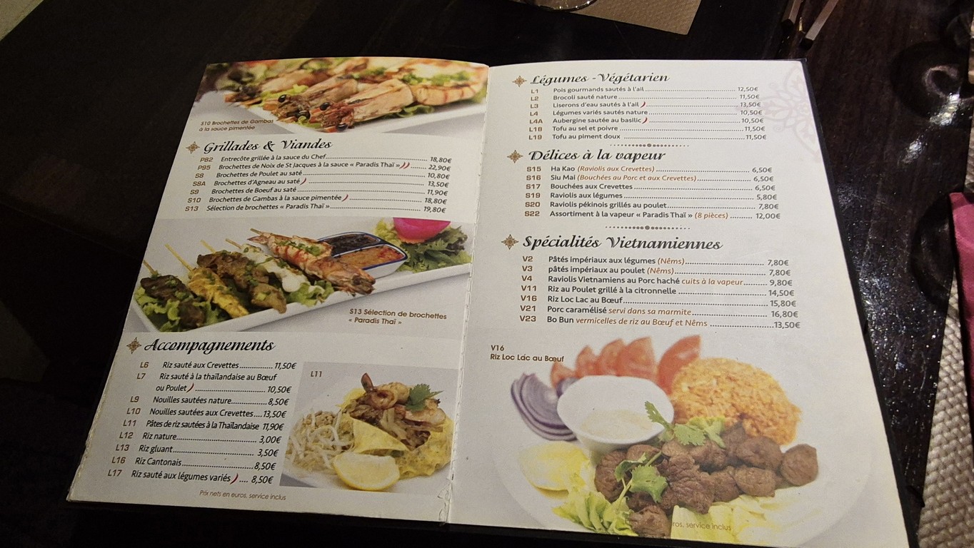 Paradis Thaï menu 4