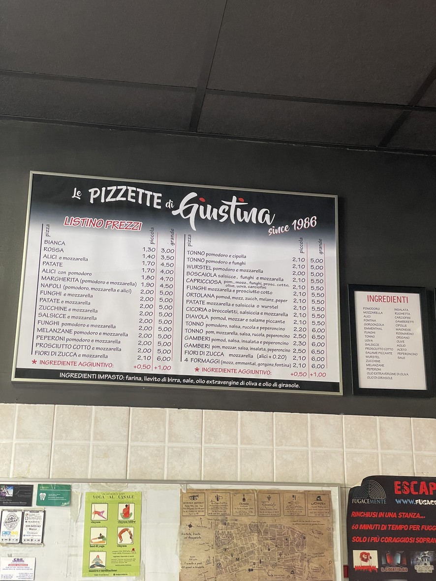 Da Giustina menu 1
