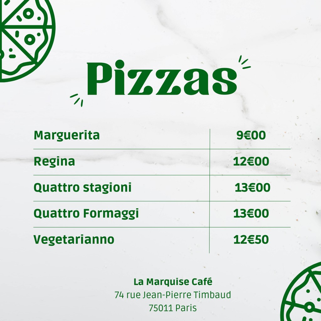 Marquise Café menu 1
