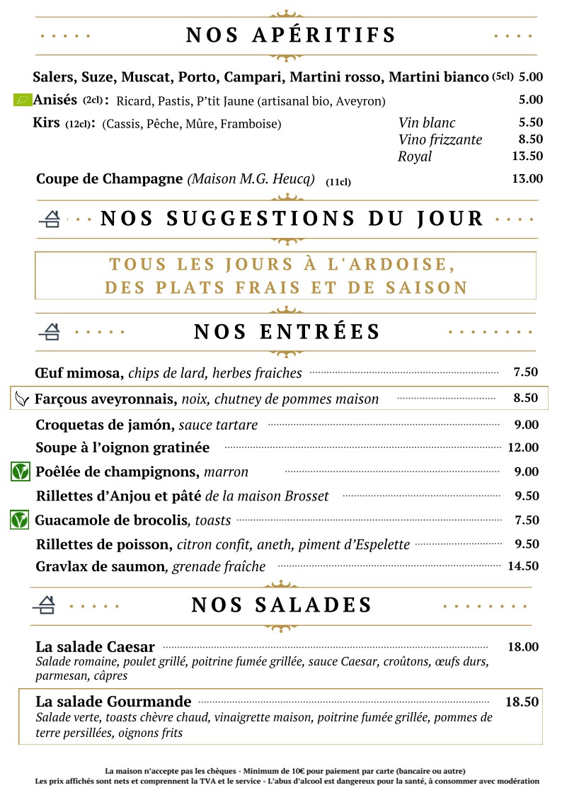 Le Wilson Levallois menu 1
