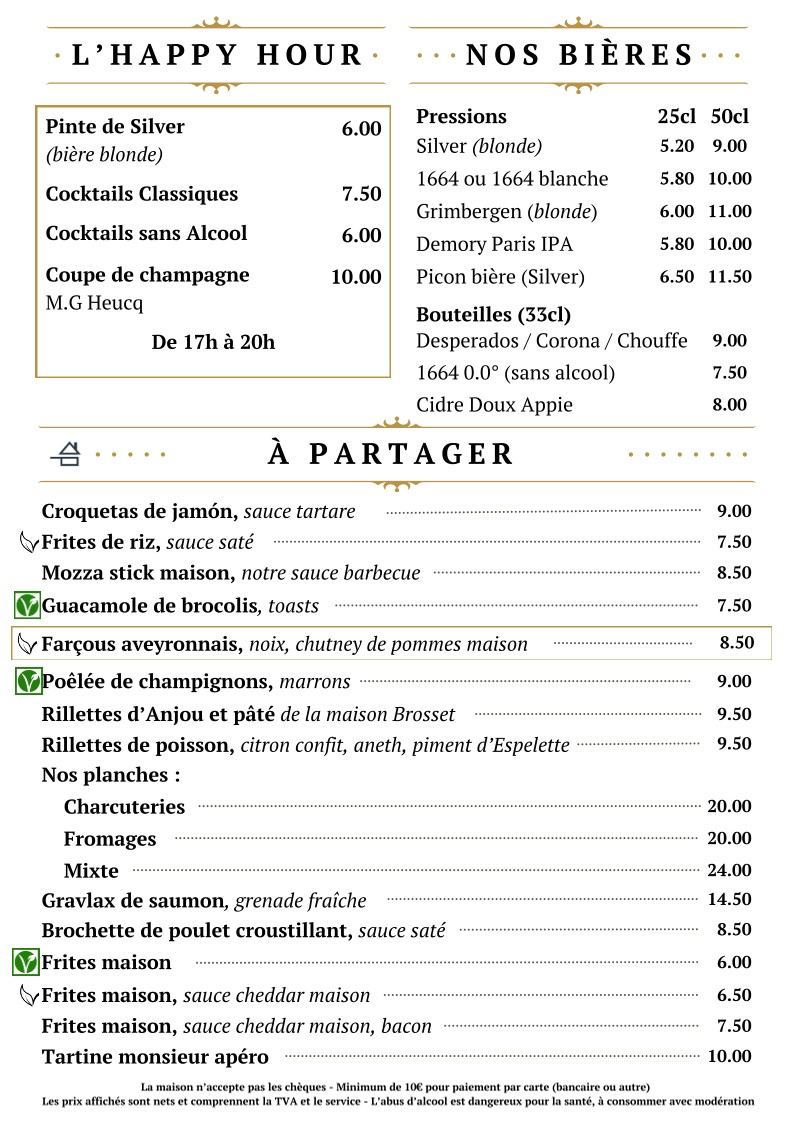 Le Wilson Levallois menu 2