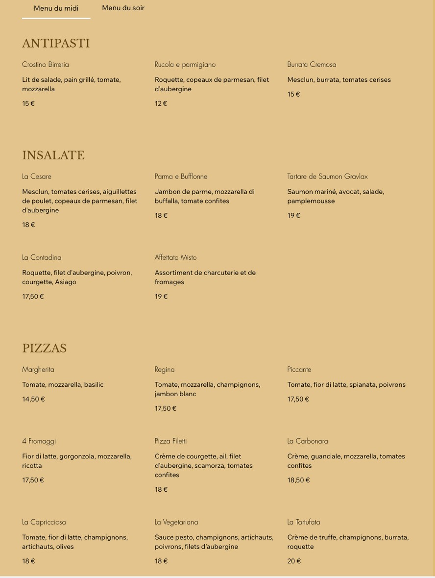 La Birreria menu 1