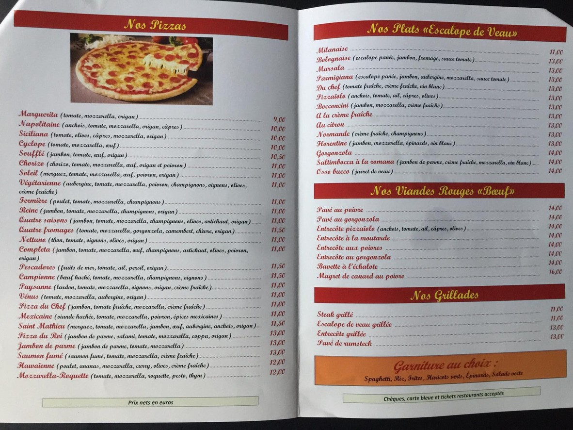 Pizzeria SAINT MATHIEU menu 2