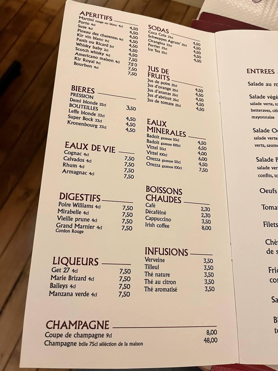 Restaurant le longchamp menu 2