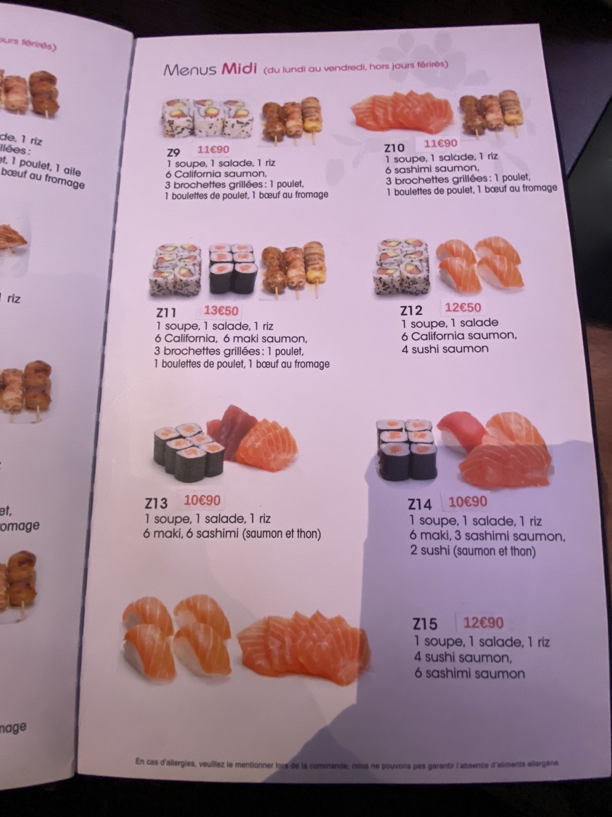 Sakura Sushi menu 2