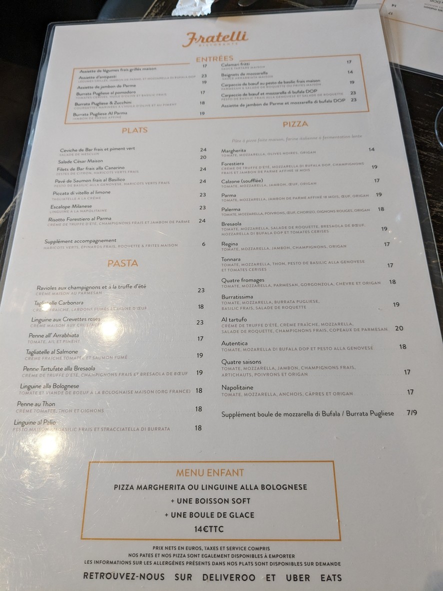Fratelli menu 1