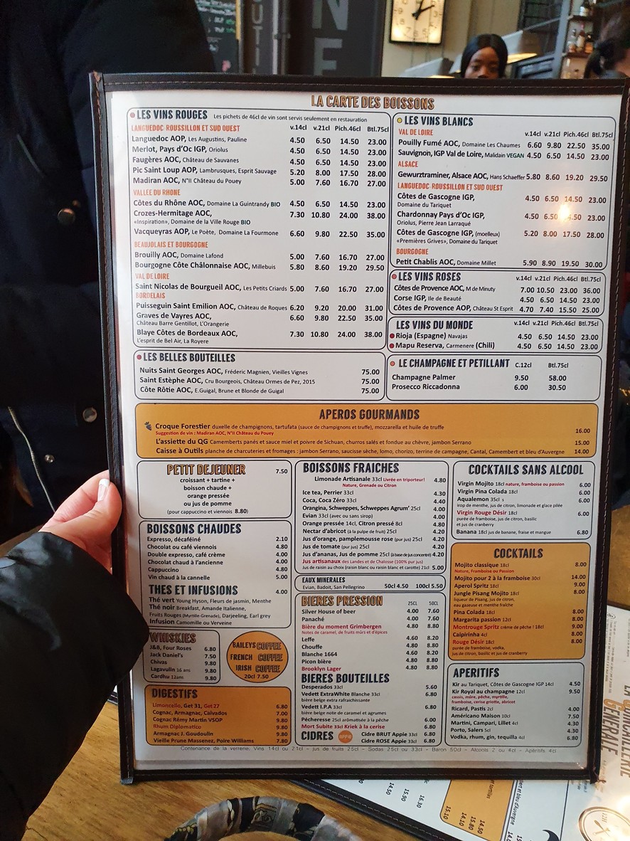 La Quincaillerie Générale menu 2